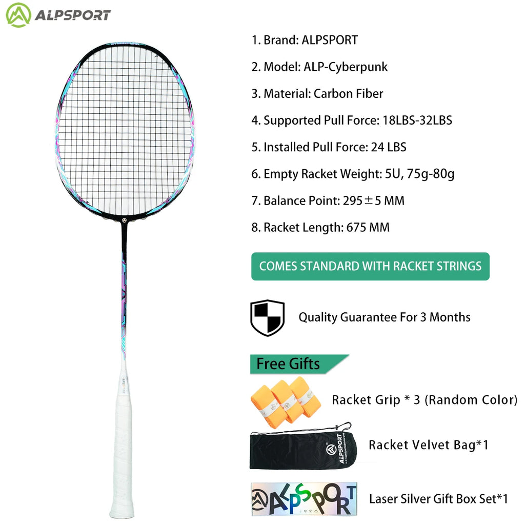 ALP ZJ2.0 Pro 4U 85g 100% Carbon Fiber + Titanium Alloy Badminton Racket Ultra-light Sports Equipment Racket Badminton Training
