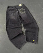 American Y2K Street Trend Letter Embroidered Loose Jeans Men Harajuku New Hip Hop Oversized Wide-leg Pants Unisex Mopping Jeans