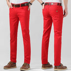 5 Colors Men's Colorful Denim Stretch Stretch Jeans Elastic Yellow Pink Red Slim Male Clothing Simple Business Denim Trousers