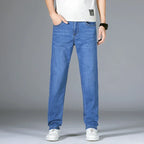 Man Pants Office Business Jeans Men Classic Blue Black Cotton Stretch Straight Denim Pants Male Brand Trousers