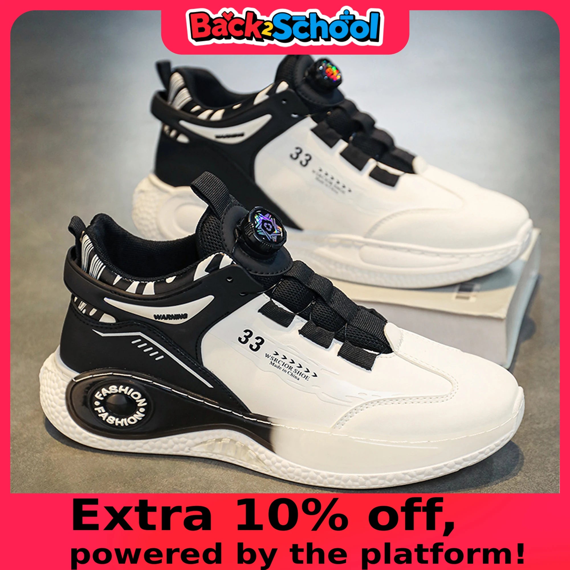 Mens Sneakers with Rotating Buckle Comfy Non Slip Lace up Durable Shoes for Mens Outdoor Activities Main image