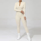 Women's Tracksuit Gym Workout Sports Clothes Outfit Zipper Jumpsuit Yoga Fitness Overalls Set Open Back Bodysuits Suit for Women