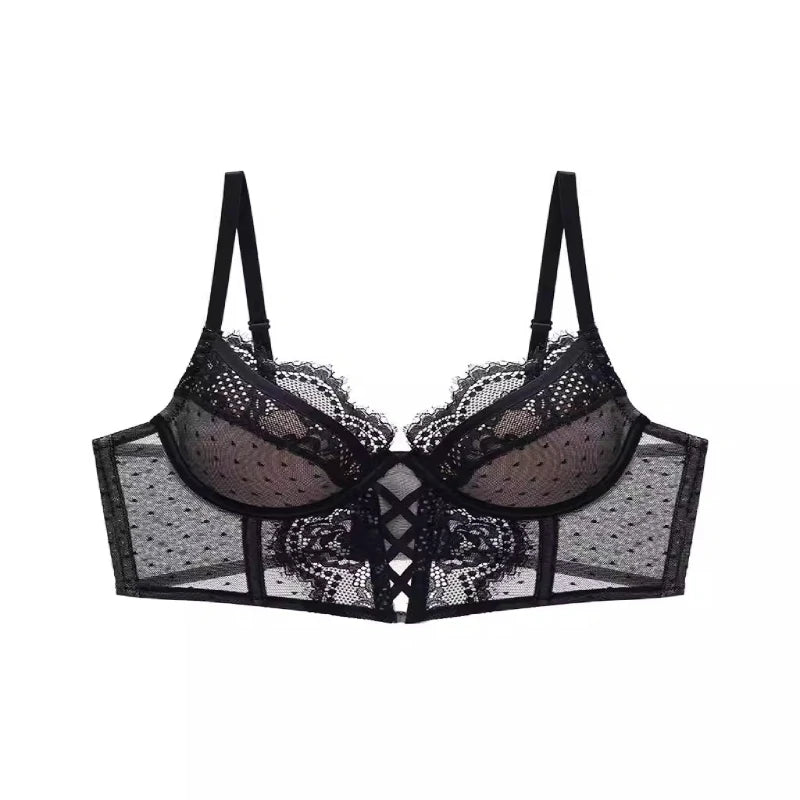French Lace Push Up Lingerie Set Mulher Thin Underwire Bra Sheer Ruched Chemise Soft Petite Small Bust S-XL Hot Sale
