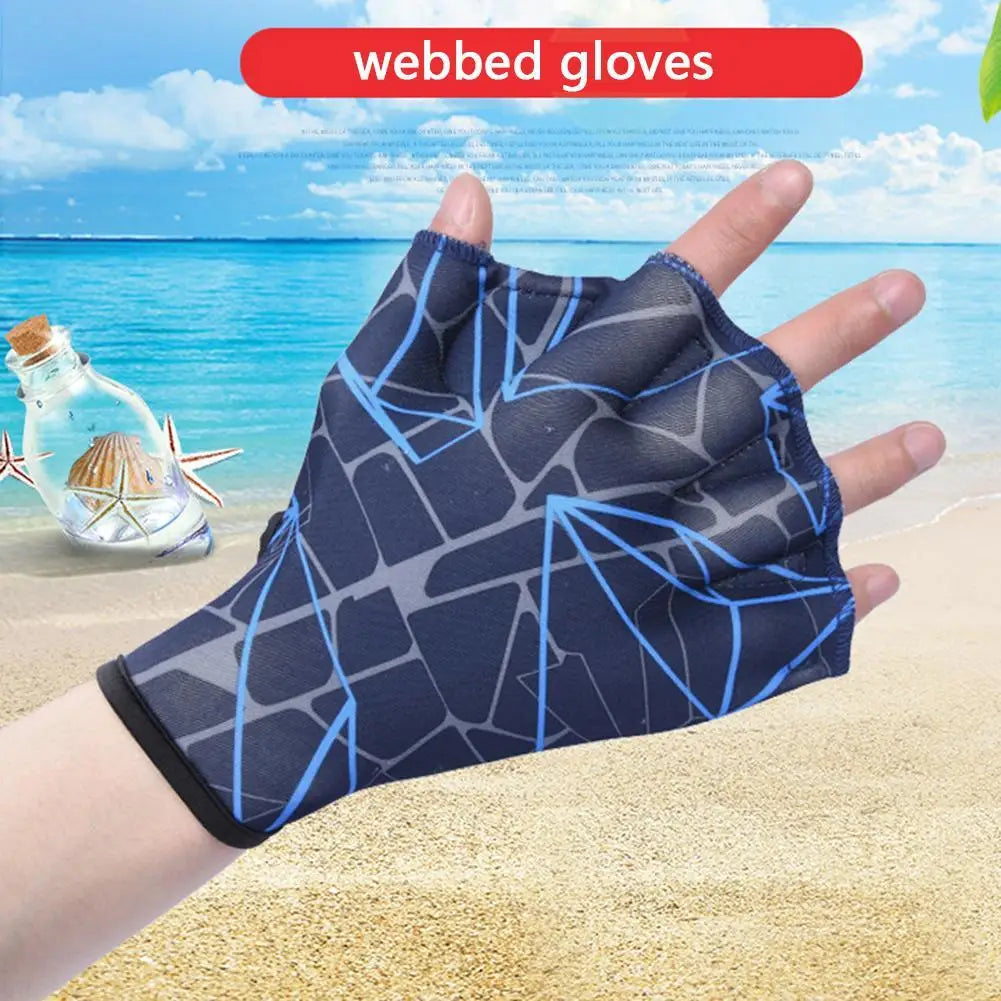 2x Swimming Hand Fins Flippers Finger Webbed Women Men Paddle Water Sport Gloves for Swimming Training Mittens
