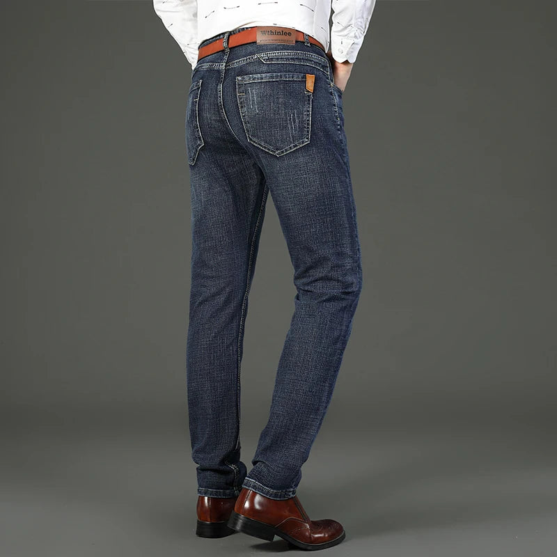 Wthinlee 8 Models Spring Autumn Business Jeans Men Casual Straight Stretch Fashion Classic Work Denim Trousers Brand Clothing
