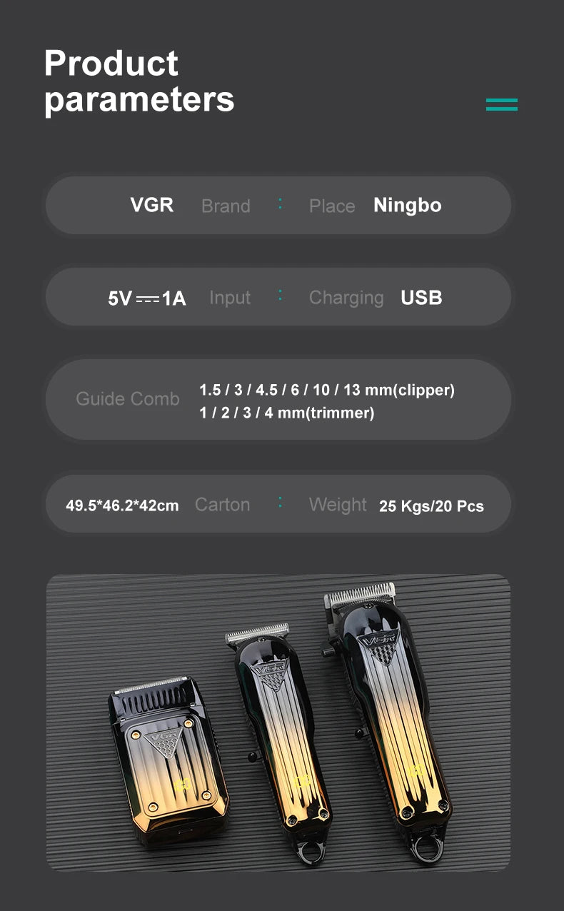 VGR 644 gradient hair cutting combination electric shaver rechargeable professional men's hair clipper carving electric pusher
