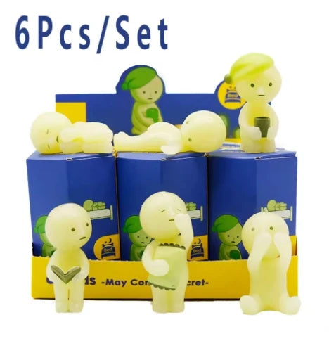 Surprise Gift blind box action figures Yoga Bedroom series multiple doll green noctilucent mysterious decoration model for toy