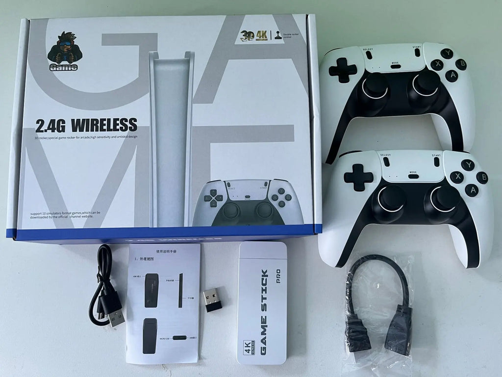 4K HD 64G Video Game Console: M15 Game Stick with 40000+ Classic Arcade Games, Dual Wireless Gamepads Two-Player TV System
