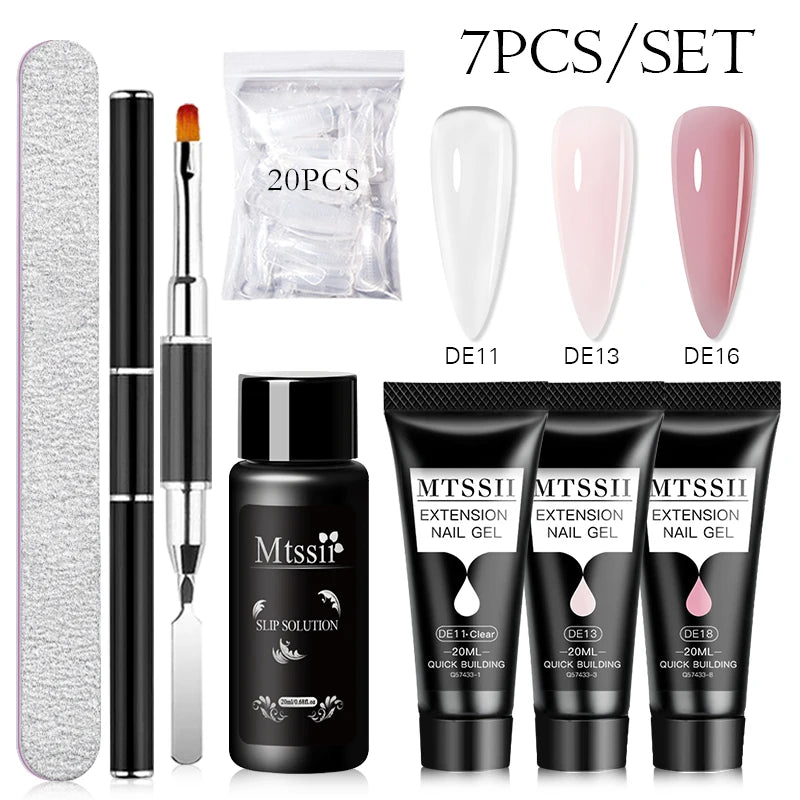 24PCS/Set 20ml Poly Naili Extension Gel  Kit Mini UV Lamp Sealer With Base Top Coat Professional Poly UVNail Gel Kit Starter Kit