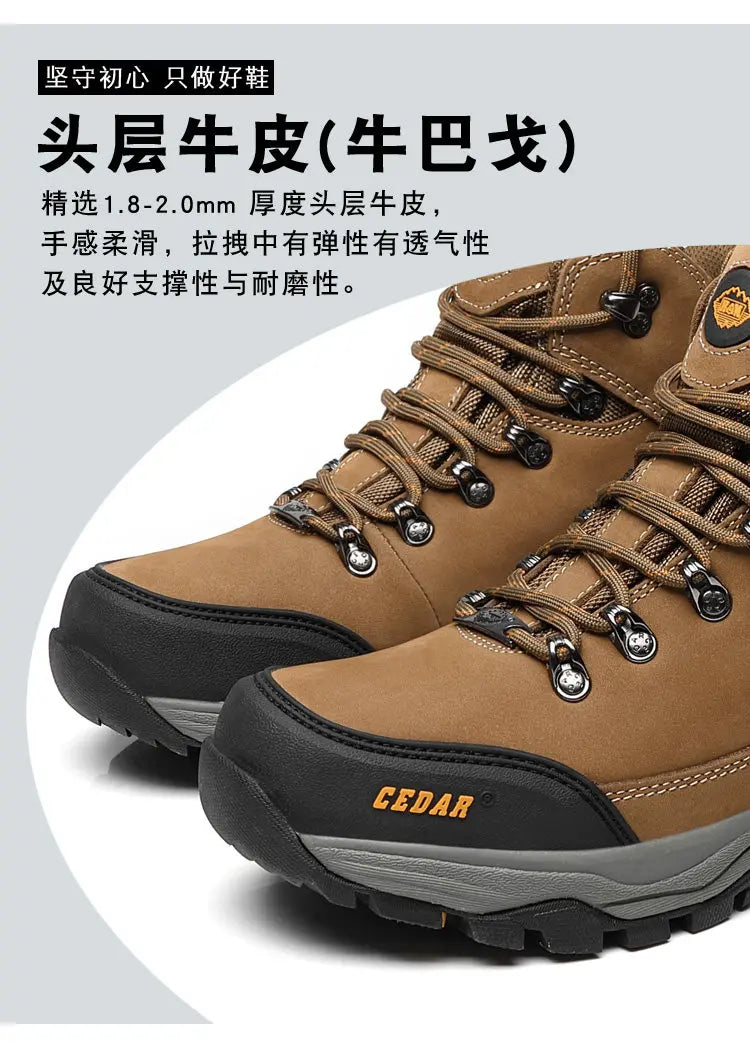 RAN Cow Leather Hiking Boots Men For men Outdoor Sport Walking Sneakers trekking Snow Shoes women Climbing Mountain Hunting boot