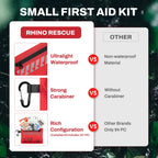 Rhino Rescue Small First Aid Kit - Ultralight Waterproof Medical Kit for Hiking Backpacking Cycling Travel Vehicles