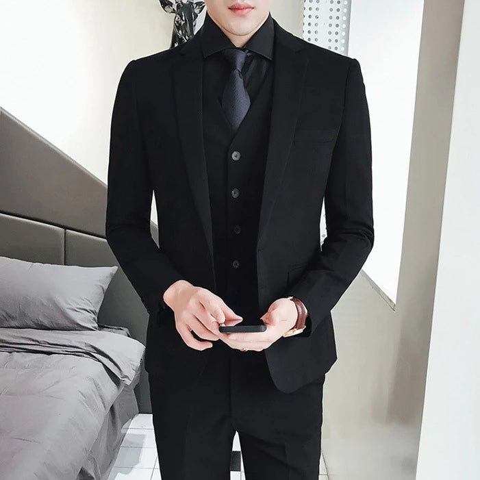 New Style Suits (Blazer+ Vest + Pants) Men's Fashion Business Wedding Gentleman Full Professional Interview Formal Casual Suit