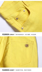 5 Colors Men's Colorful Denim Stretch Stretch Jeans Elastic Yellow Pink Red Slim Male Clothing Simple Business Denim Trousers