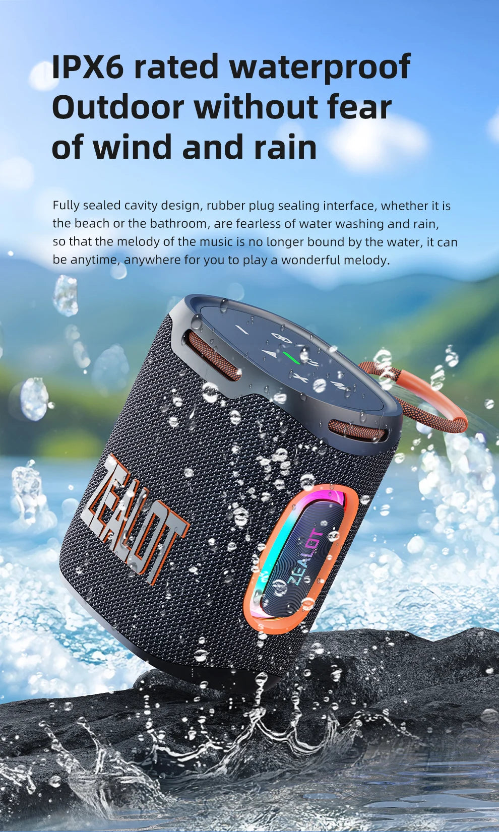 S122 25W Wireless Bluetooth Speaker Outdoor Portable Mini Waterproof Speaker with Light 6000mAh Battery Bass Boost for Outdoor