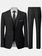 Men's Burgundy 2-Piece Suit Set (Blazer + Trousers Only, No Vest Included),Slim Fit Formal Business Wedding Party Jacket & Pants