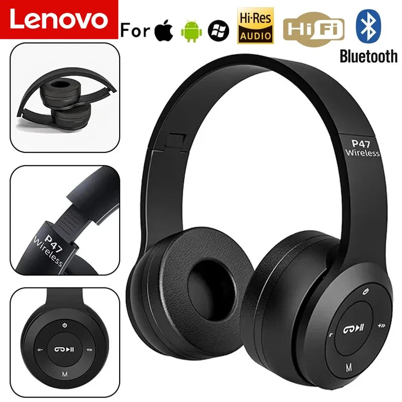 Lenovo Multifunctional Portable Foldable Headmounted Wireless Bluetooth 5.0 Headset For Bluetooth connection Wired Connection Main image