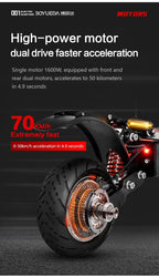 BOYUEDA Q7PRO Electric Scooter 3200W Dual Motor 52V19AH Foldable 10 Inch Tire 70KM/H Max Speed 70KM Mileage with Seat