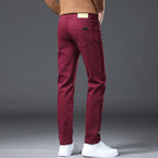 2026 98% Cotton Elastic Cotton Jeans Men's Spring Slim Straight Denim Pants Comfort Large Size Korean Business Casual Trousers