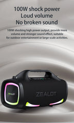 ZEALOT S79 Bluetooth Speaker 100W Portable Subwoofer HiFi Dual Pair Fast Charge 24000mAh Battery