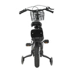 14" Kids Bike Adjustable Children's Bicycle Load 60kg w/Training Wheels+Basket+Backrest Rear Seat for 3-7 Year Old (White/Black)