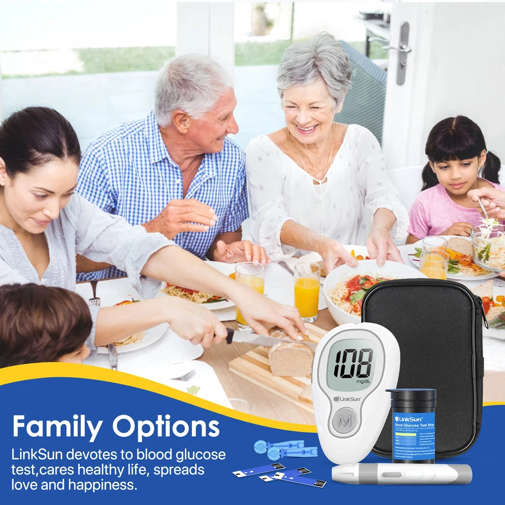 LinkSun Blood Glucose Meter G-425-3 Glucometer No Code for Diabetes Test 10/50/100pcs Strips Lancets Medical Blood Sugar mg/mmol