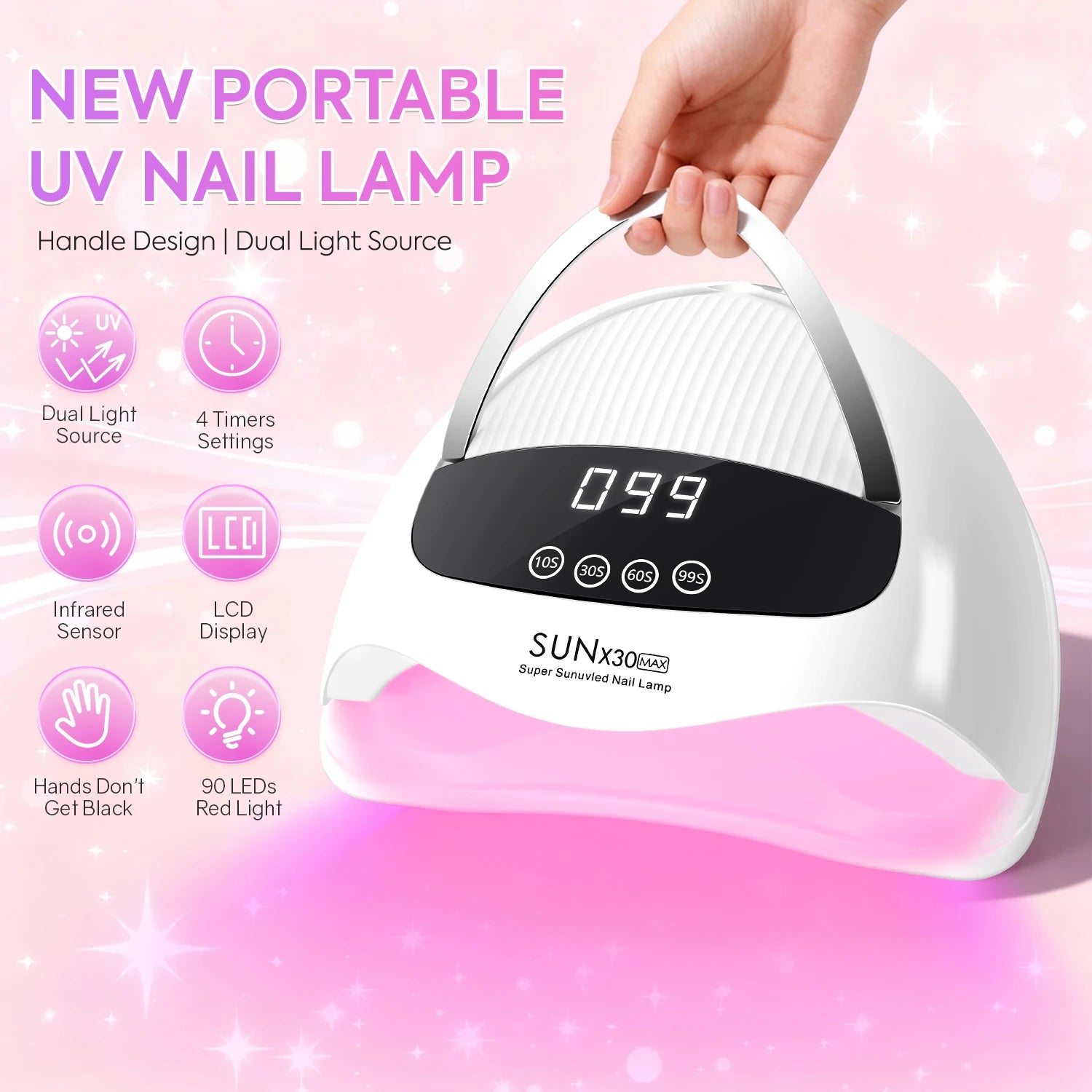 DianaBeauty UV Nail Lamp Portable Nail Dryer with Touch Screen Professional Manicure Lamp with Smart Sensor and Handle Nail Tool Secondary image