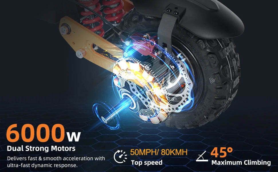 VREOM - VZ37 Electric Scooter-6000W Motor 60V30AH Battery High Power E-Scooter-70km/h Speed 11'' Vacuum Tire-Foldable EScoot