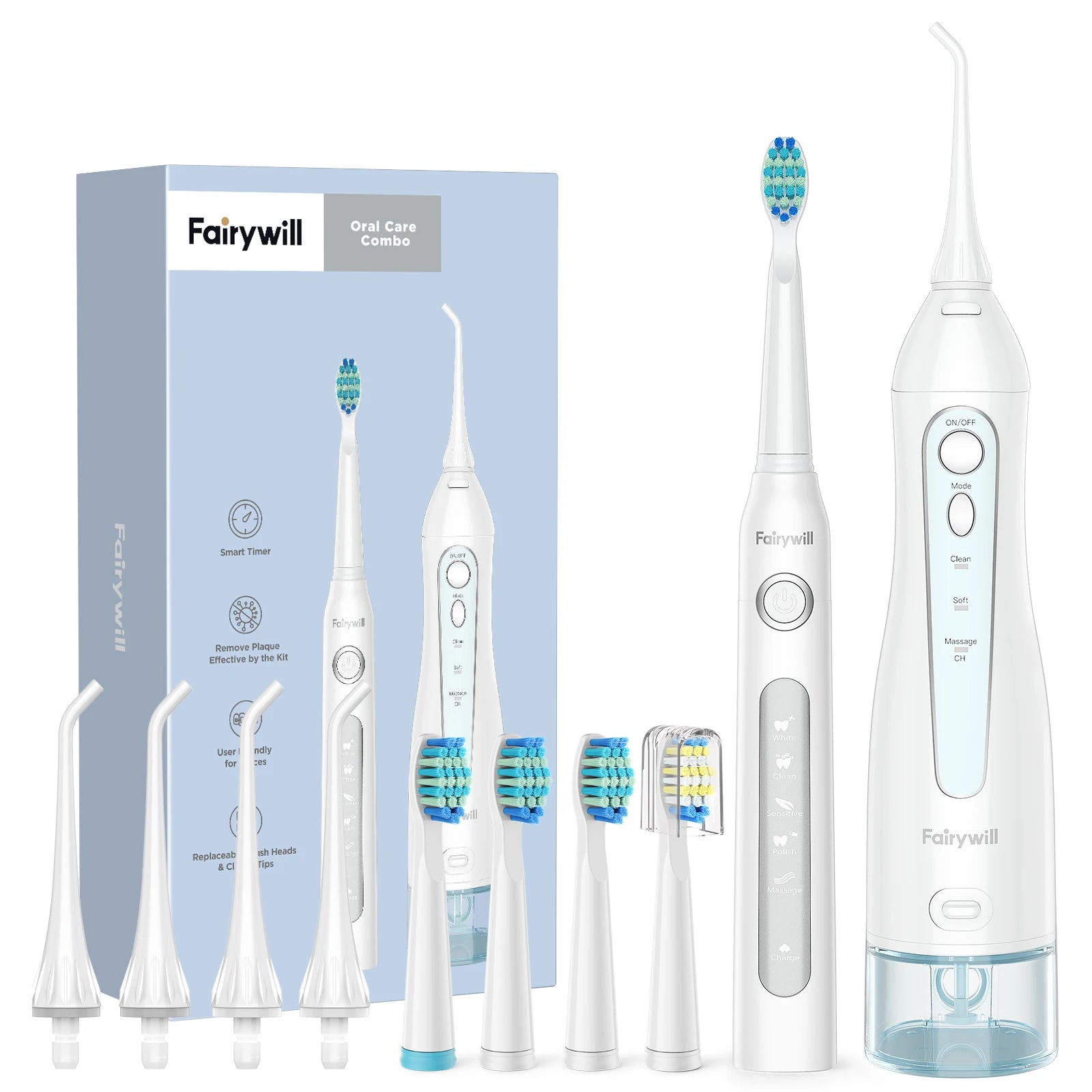 Fairywill Water Flossers Oral Irrigator & Electric Toothbrush Rechargeable Portable for Teeth Waterproof Teeth Cleaner Main image