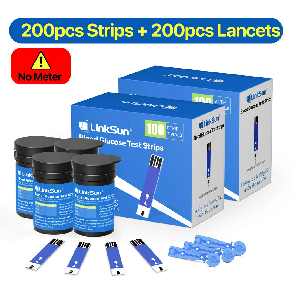 LinkSun Blood Glucose Meter G-425-3 Glucometer No Code for Diabetes Test 10/50/100pcs Strips Lancets Medical Blood Sugar mg/mmol