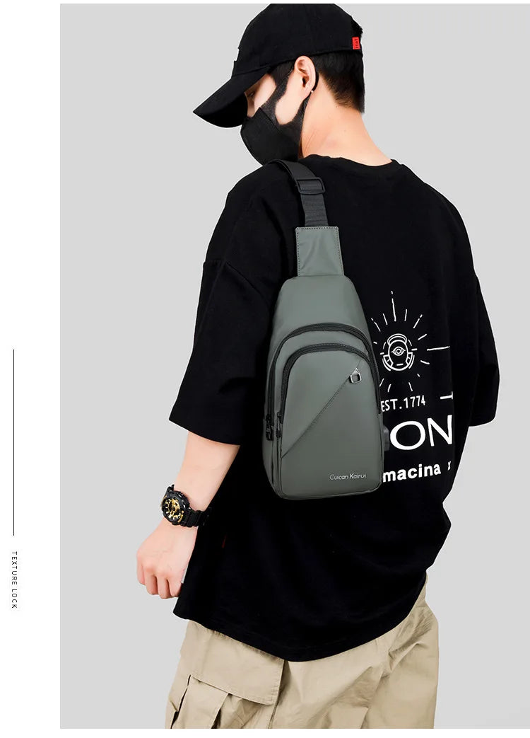 Men's Fashionable Casual Chest Bag Outdoor Cycling Waterproof Durable Sports Backpack Trendy Versatile Portable Crossbody Bag