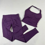 NO LOGO Yoga outfit sports Impact gym set Halter Top and leggings pant sets Backless halterneck High stretch sportswear