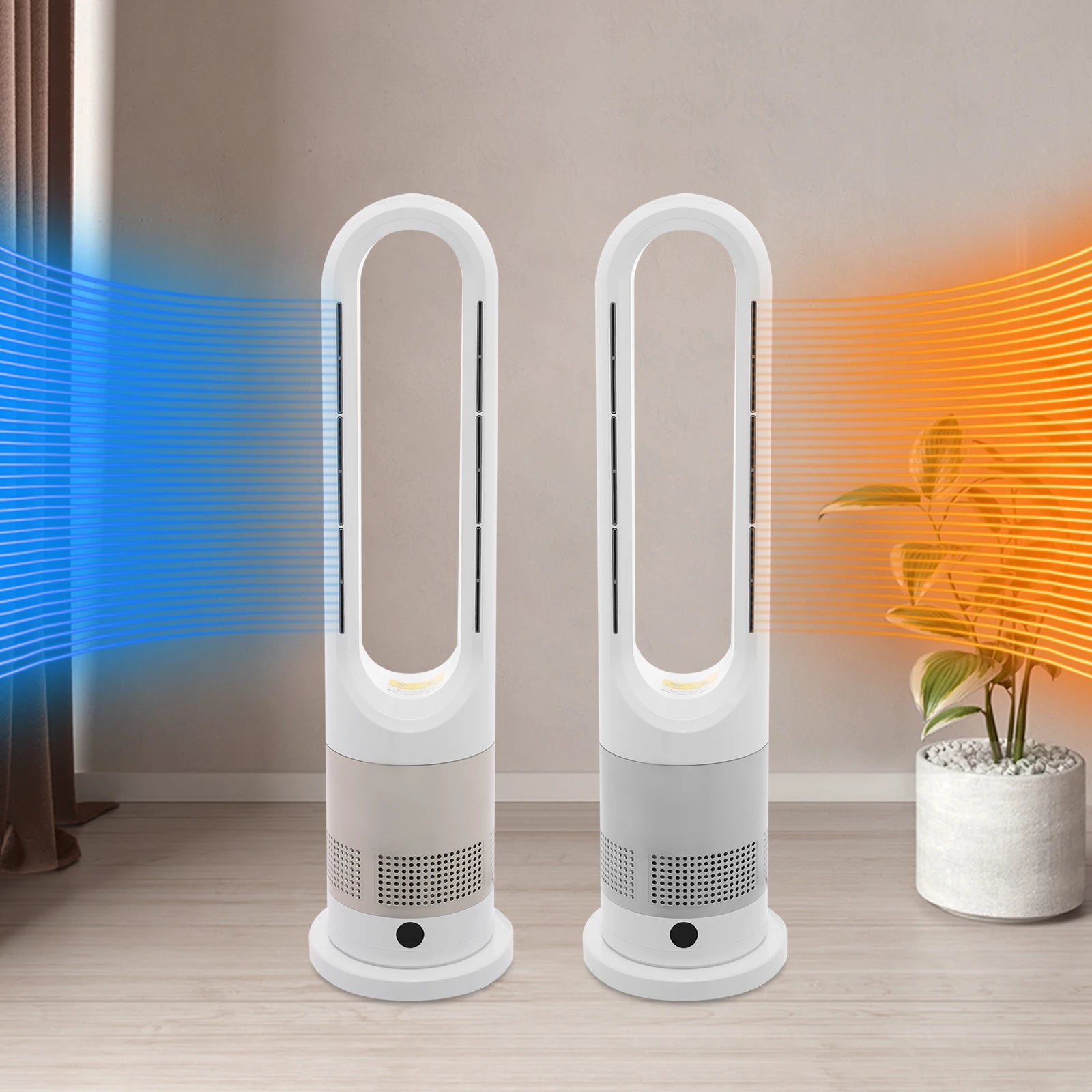Cooling & Heating Bladeless Fan 220V W/ Timer Remote Control 8 Wind Speed Home Silent  Air Conditioner Heater LED Display