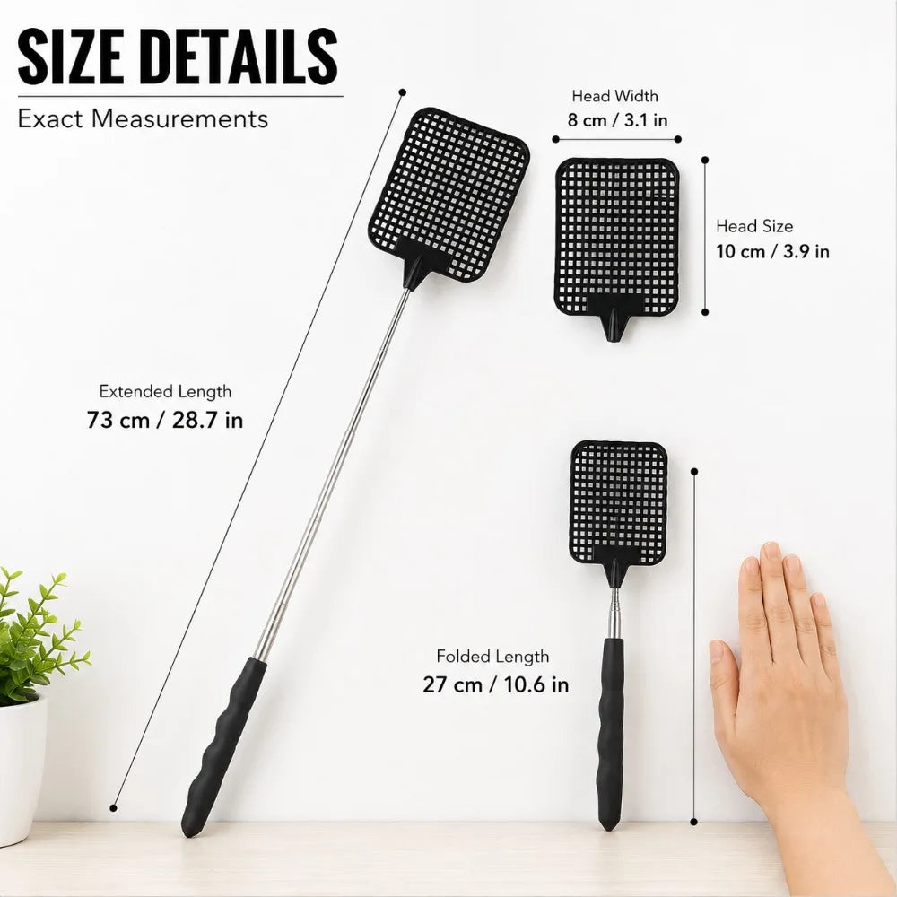 Expandable Fly Swatter Mosquito Killer Stainless Steel Swatting Device Household Indoor Outdoor Pest Control Tool