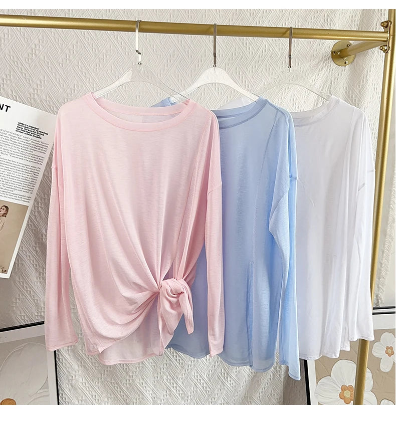 Women's Yoga Shirts Sports Tops Long Sleeve O-neck Breathable Running Shirt Loose Fitness Clothes Gym Sportwear Pilates T-shirts