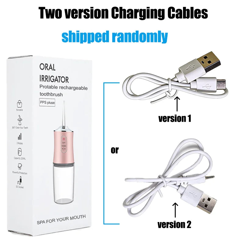 Portable Smart Electric Oral Irrigator 4 Jets 3 Modes USB Rechargeable Cordless Water Flosser Jet Irrigator Dental Teeth Cleaner