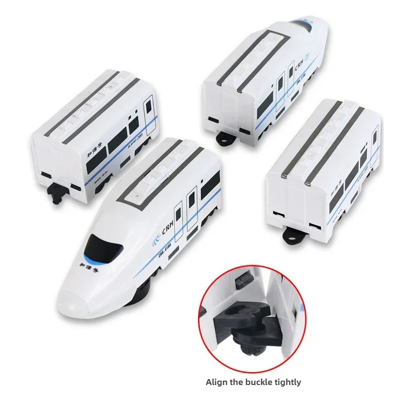 Kids DIY Simulation High Speed Railway Train Toy Car Electric Sound Light Model Train Educational Toys for Boys Girls Gift