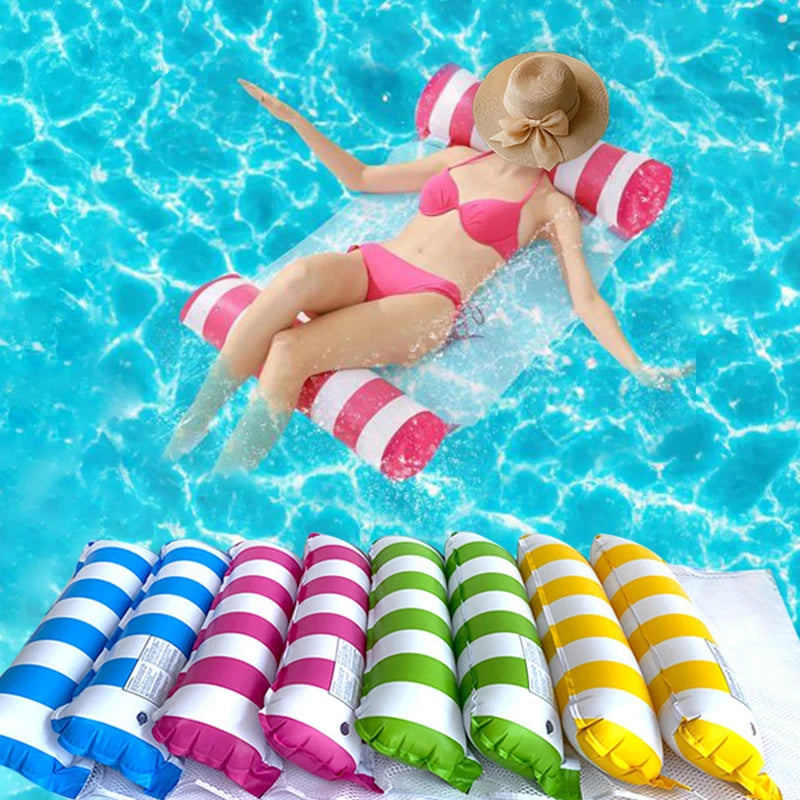 Summer Swim Inflatable Floating Water Mattresses Hammock Stripe Lounge Chairs Pool Water Sports Toys Floating Mat Pool Toys Kids Main image