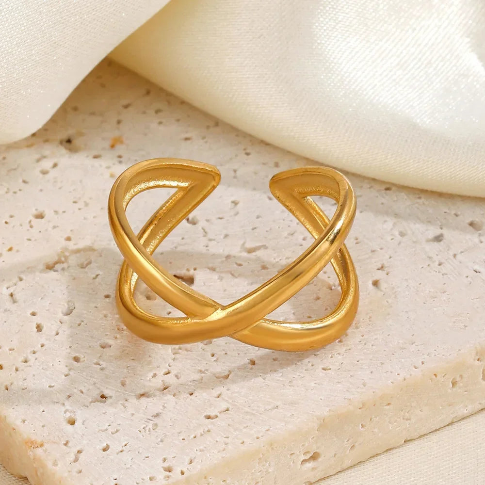 LATS Stainless Steel Gold Color Rings for Women Men 2024 Colorfast Popular Party Personalized Exaggerated Charms Jewelry Gifts