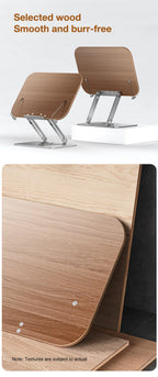 FORZOLA 360° Rotating Walnut Wood Reading Stand Student Reading Desktop Foldable Holder Book Ipad Tablet Notebook Laptop Bracket