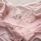 French Style Minimiser Bra Set | Big Size Unpadded Lace Half Cup, Large Cup Thin Anti-Sagging Sheer Lingerie Set BANERDANNI Bras