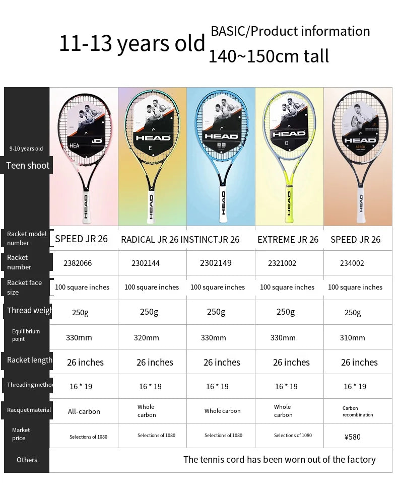 HEAD 2026 New Carbon Tennis Racket for Men Women Tenis Raquete Blue