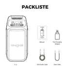 W-KING T12 Tragbare Bluetooth-Lautsprecher-Box mit 370W MAX Pro Sound, Lichtshow, CSB, Bass Boost, Rollen und Teleskopgriff