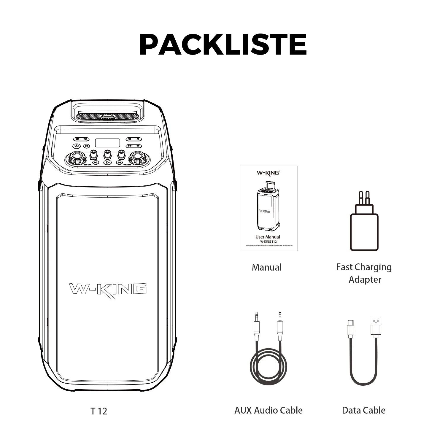 W-KING T12 Tragbare Bluetooth-Lautsprecher-Box mit 370W MAX Pro Sound, Lichtshow, CSB, Bass Boost, Rollen und Teleskopgriff