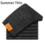 Man Pants Office Business Jeans Men Classic Blue Black Cotton Stretch Straight Denim Pants Male Brand Trousers