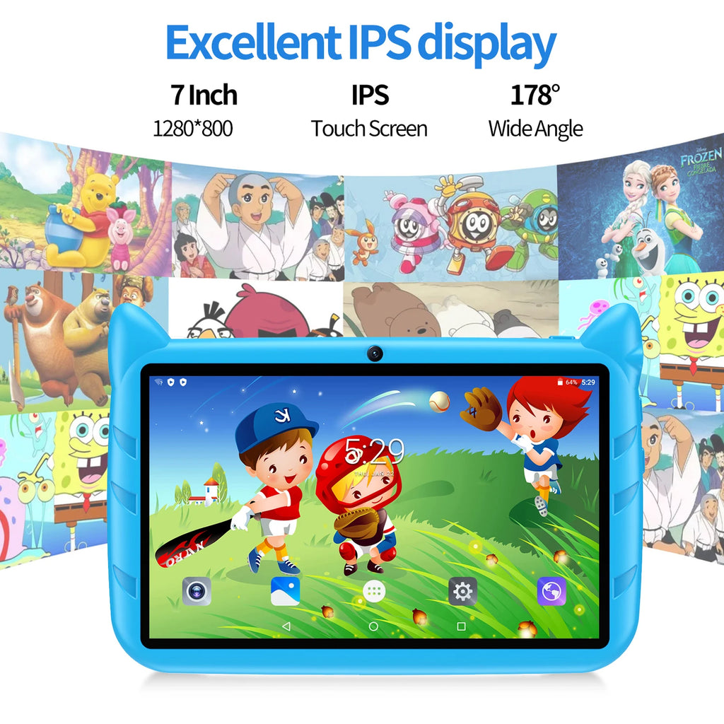 New 7 Inch 5G WiFi Kids' tablets Quad Core 4GB RAM 64GB ROM Dual Cameras Android 13.0 Learning Education Tablet PC 4000mAh