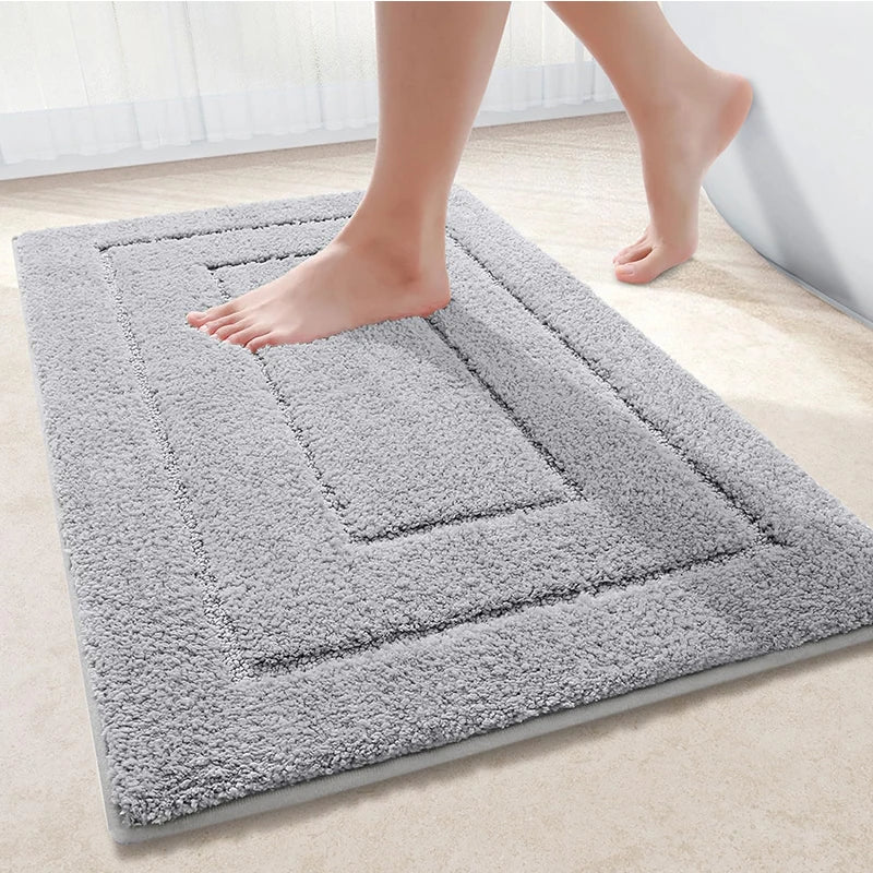 Homaxy Double Frame Velveteen Bathroom Mat Floor Mat Indoor Non Slip Door Mat Dirt Trap Absorbs Water Comfortable Bathroom Mat