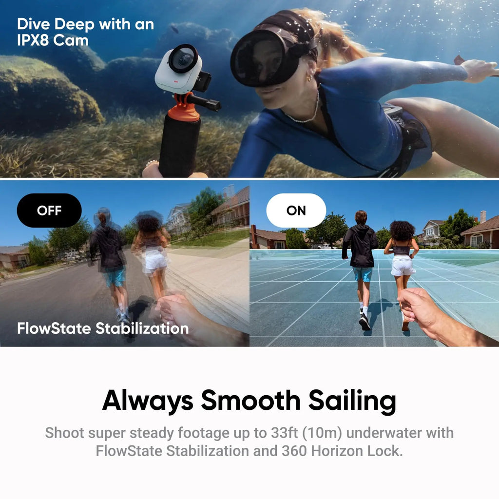 Insta360 GO Ultra Action Camera feet POV Hands-free 4K 60fps Ultra-HD Flow State stability Insta 360 GO Ultra