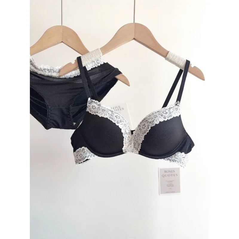 Sexy Leopard Print Lingerie Set Women Wireless Invisible Push Up Small Breasts,adjustable A To C Cup,sheer Lace Pure Design, S-X