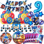 Sonic Birthday Party Decoration Game Hedgehog Balloons  Action Figure Party Paper Plate Towel Cup Tablecloth Toy Kid Gifts