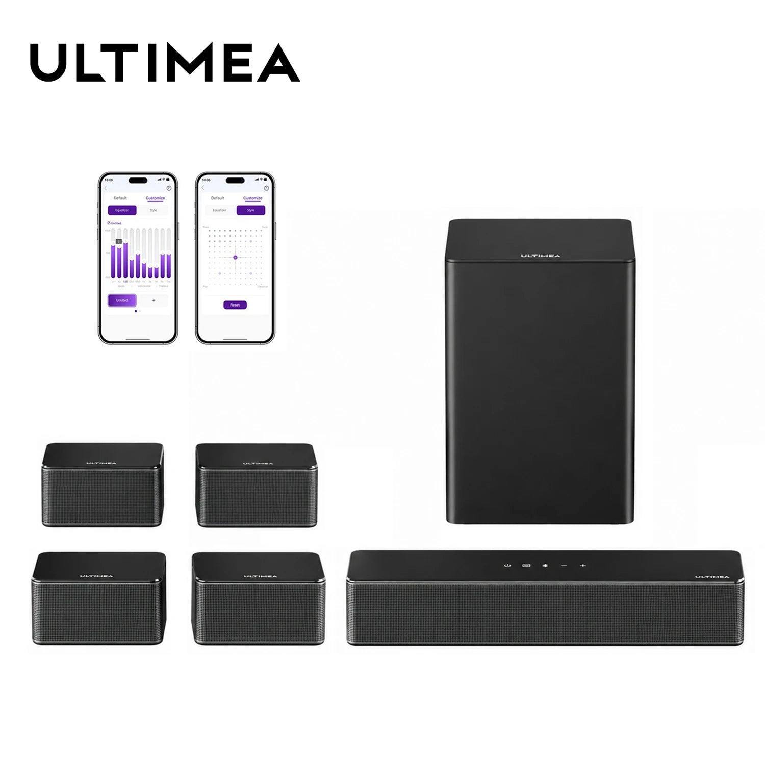 ULTIMEA 7.1 Surround Soundbar, 3D Virtual Surround Sound System with Subwoofer,2 Rear Speakers, Home Theater TV Speakers,Black Main image